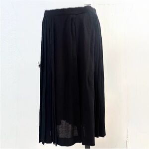 Vintage Emanuelle Khanh Wool Blend Black Pleated Skirt Size 8